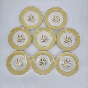 Century Service Corp Autumn Gold 7.25" Dessert Plates Set 8 Semi Vitreous USA